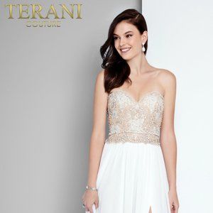 TERANI COUTURE Romantic Strapless Embroidered